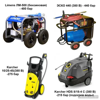 Аренда сверхмощных моек Limens (480 бар), ЭСКО (400 бар) и Karcher HDS (380В)