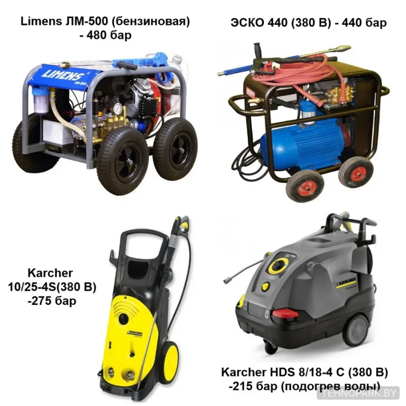 Аренда сверхмощных моек Limens (480 бар), ЭСКО (400 бар) и Karcher HDS (380В)