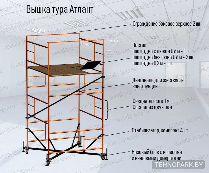Аренда вышки-туры Атлант (2х2 м) в Советском районе Минска