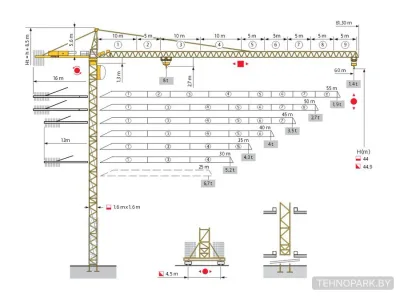Аренда башенного крана 8 тонн POTAIN MC 175 B с экипажем