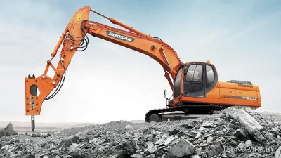 Аренда экскаватора Doosan DX255LC: гидромолот, гидроножницы, дробильный ковш
