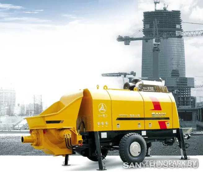 Аренда стационарного бетононасоса Sany HBT60C с распределительной стрелой