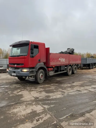 Аренда автоманипулятора Renault 12 тонн с прицепом 7 тонн (кран 5 т, стрела 12 м)