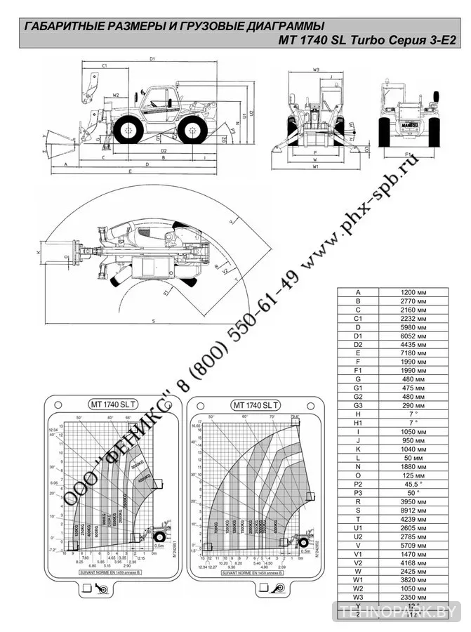 Аренда телескопического погрузчика Manitou MT 1740 SLT (17 м, 4 т) по РБ