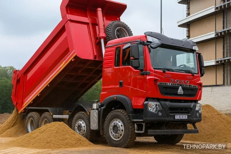 Аренда четырехосного самосвала HOWO T5G 8x4 (31 т / 22 м³)