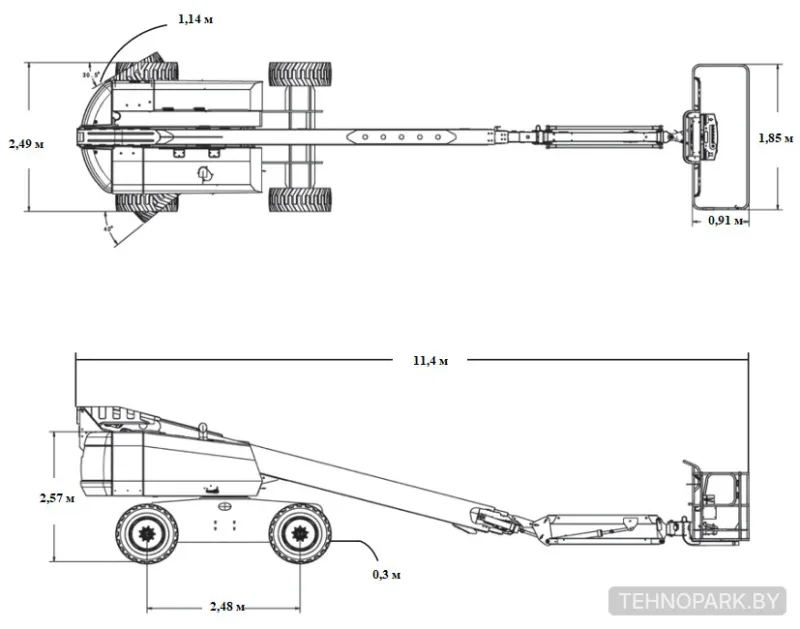 Аренда мощного дизельного подъемника JLG 660SJ (22 м, 4х4)