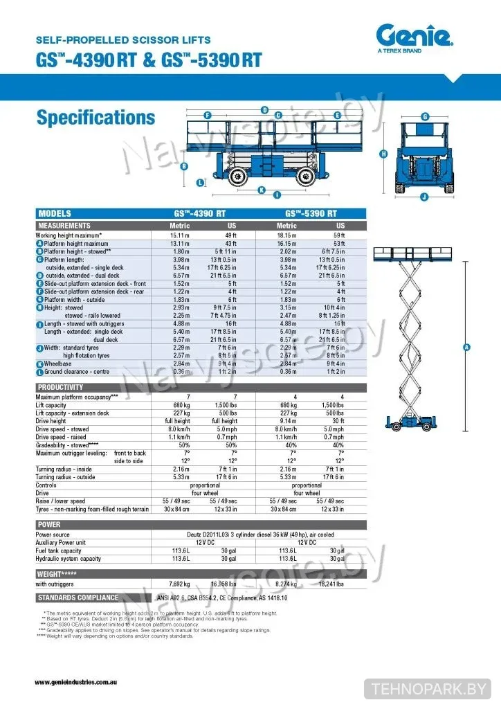 Аренда полноприводного подъемника Genie GS-4390 (15 м, 4х4)