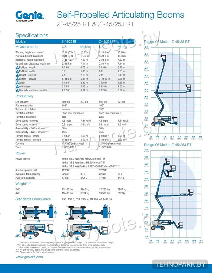 Аренда компактного коленчатого подъемника Genie Z-45 (16 м) №1