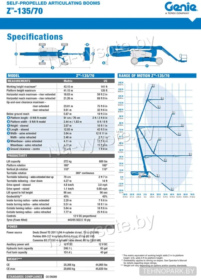 Аренда тяжелого коленчатого подъемника Genie Z-135 (43 м) №2