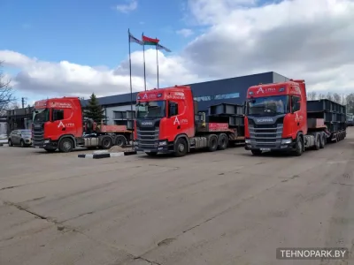 Аренда раздвижного трала MAX TRAILER 60 т (до 15.3 м) на тягаче Scania S500 по СНГ и ЕС